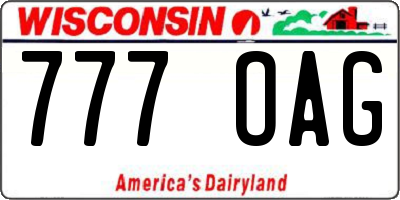 WI license plate 777OAG