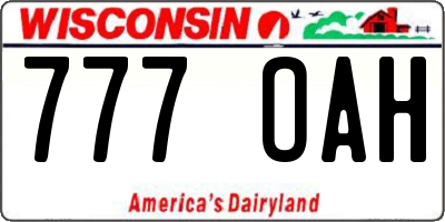 WI license plate 777OAH