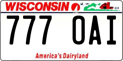 WI license plate 777OAI