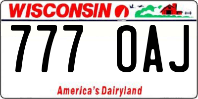 WI license plate 777OAJ