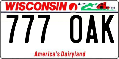 WI license plate 777OAK
