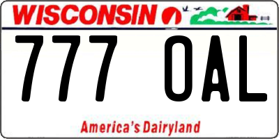 WI license plate 777OAL
