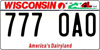 WI license plate 777OAO