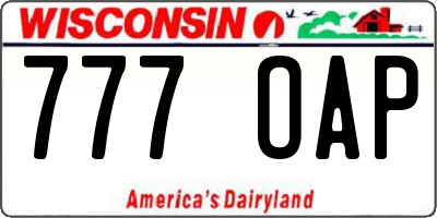 WI license plate 777OAP