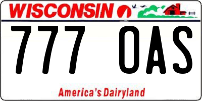 WI license plate 777OAS
