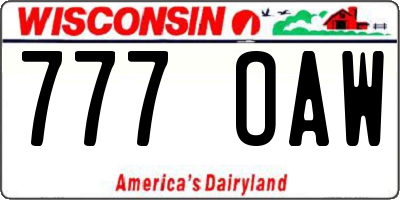WI license plate 777OAW