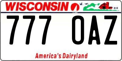 WI license plate 777OAZ