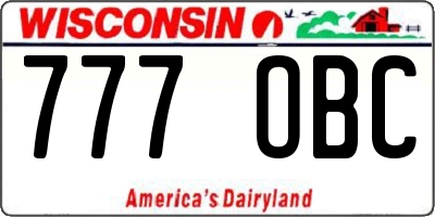 WI license plate 777OBC
