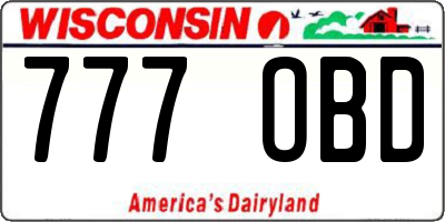 WI license plate 777OBD