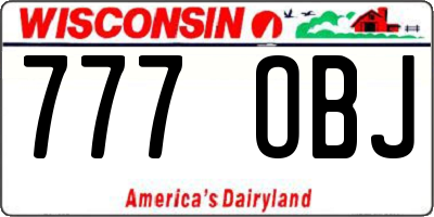 WI license plate 777OBJ