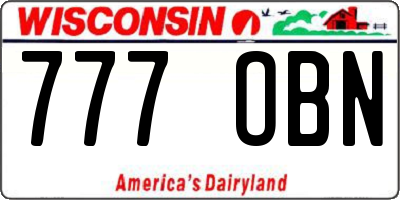 WI license plate 777OBN