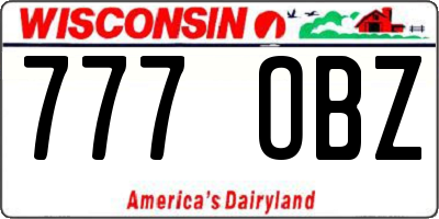WI license plate 777OBZ