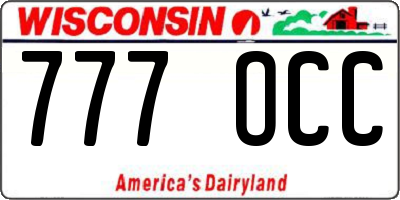 WI license plate 777OCC