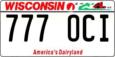WI license plate 777OCI