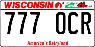 WI license plate 777OCR
