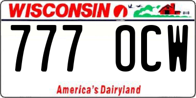 WI license plate 777OCW