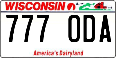 WI license plate 777ODA