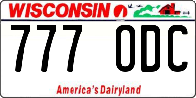 WI license plate 777ODC