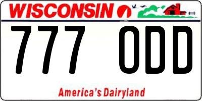 WI license plate 777ODD