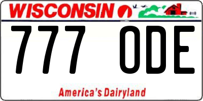 WI license plate 777ODE