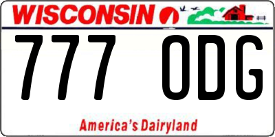 WI license plate 777ODG