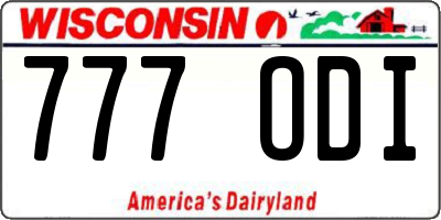WI license plate 777ODI