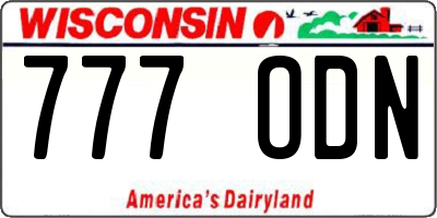 WI license plate 777ODN