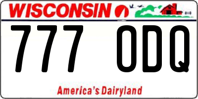 WI license plate 777ODQ