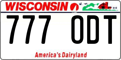 WI license plate 777ODT