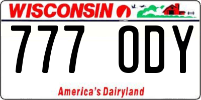 WI license plate 777ODY