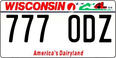 WI license plate 777ODZ