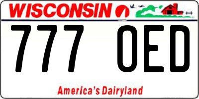 WI license plate 777OED