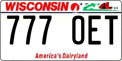 WI license plate 777OET