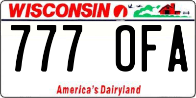 WI license plate 777OFA