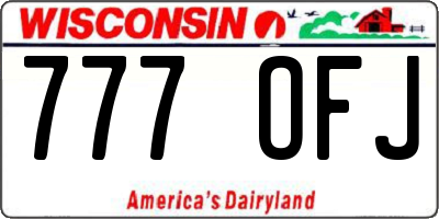 WI license plate 777OFJ
