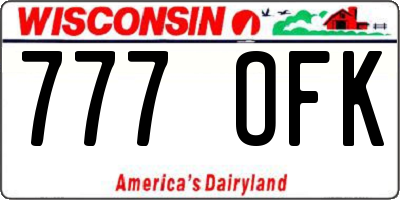 WI license plate 777OFK