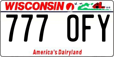WI license plate 777OFY