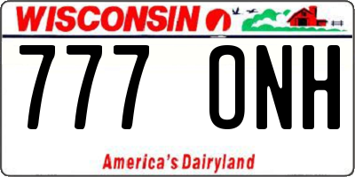 WI license plate 777ONH