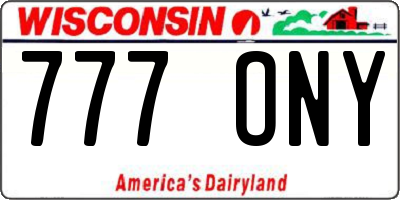 WI license plate 777ONY