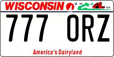 WI license plate 777ORZ