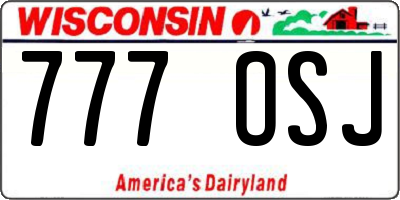 WI license plate 777OSJ