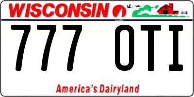 WI license plate 777OTI