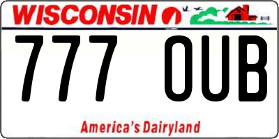 WI license plate 777OUB