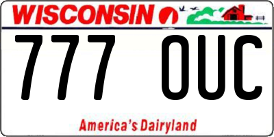 WI license plate 777OUC