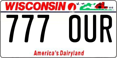 WI license plate 777OUR
