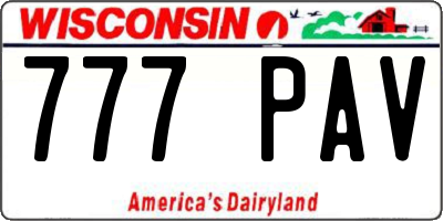 WI license plate 777PAV