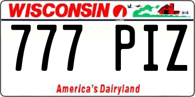 WI license plate 777PIZ