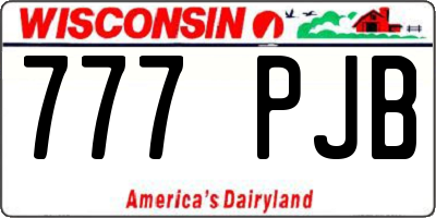 WI license plate 777PJB