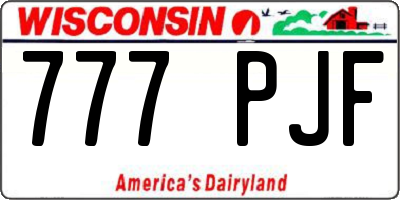 WI license plate 777PJF