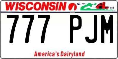 WI license plate 777PJM